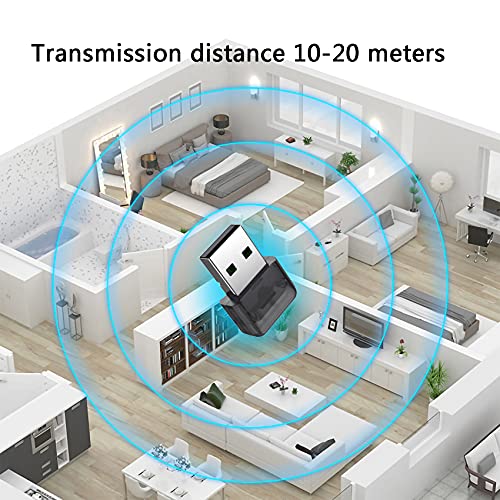 JeoPoom Adaptador Bluetooth 5.0, USB Dongle Bluetooth USB Transmisor y Receptor para Portátil, Auriculares, Altavoces, Teclado, Compatible con Windows 10/8.1/8/7