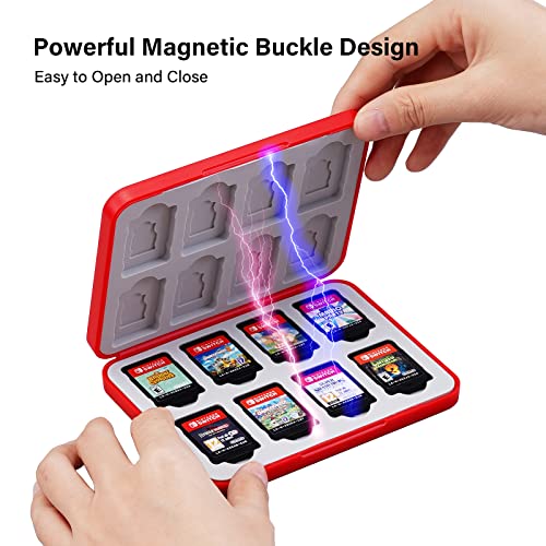 JINGDU - Estuche para Tarjetas de Juego de 16 Ranuras para Nintendo Switch y Tarjeta SD, Carcasa Dura, Forro Suave, Soporte para Tarjetas Adecuado para Switch, Juegos Lite y OLED, Bowser