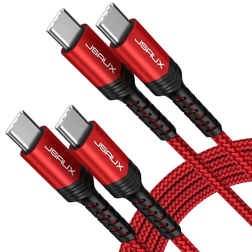 JSAUX Cable USB C a USB C[2M 2Pack]Cable PD 20V 3A 60W Carga Rápida USB Tipo C Compatible con Macbook Pro,Macbook Samsung S21 S21+ S21 Ultra S20 S10 XiaoMi-Rojo