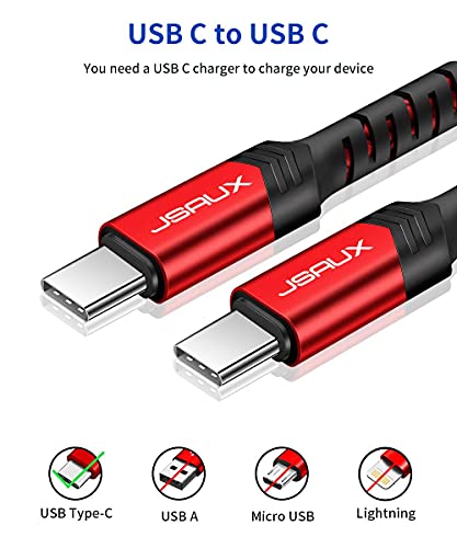 JSAUX Cable USB C a USB C[2M 2Pack]Cable PD 20V 3A 60W Carga Rápida USB Tipo C Compatible con Macbook Pro,Macbook Samsung S21 S21+ S21 Ultra S20 S10 XiaoMi-Rojo