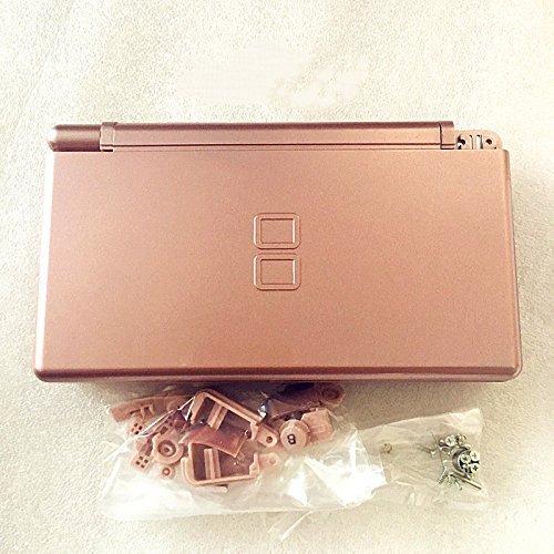 Juego completo de piezas de reparación de carcasa carcasa carcasa de repuesto para consola NDSL Nintendo DS Lite con kit de botón (oro rosa)