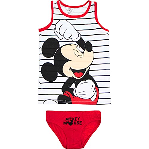 Juego de camiseta y braguita Slip para niño, diseño de Mickey Mouse, varios diseños y colores, tallas de 1 a 8 años Yeah! Rojo 12-24 meses