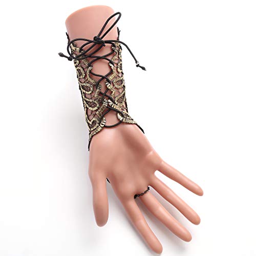 Jurxy Gothic Hand Cuff con Broche Victoriano Steampunk Wrist Cuff Gear Pulsera para Boda Nupcial Halloween Fasching Accesorios - 1 par