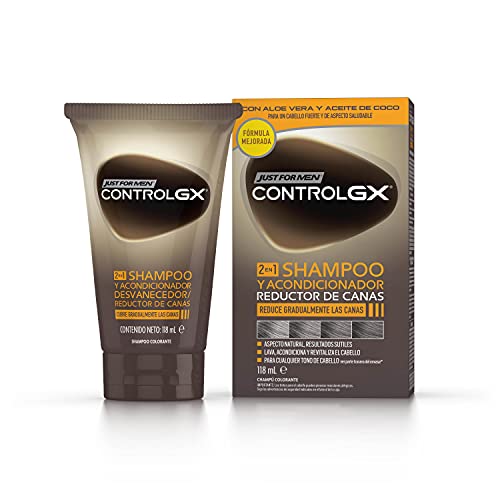 Just For Men Control GX Champú + Acondicionador. Reduce Las Canas Gradualmente. Resultado Natural. 118ml