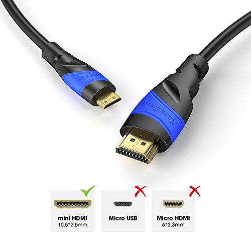 KabelDirekt – 5m Cable Mini HDMI, Compatible con (HDMI 2.0a/b, 2.0, 1.4a, Conector Tipo A a Conector Tipo C, 4K Ultra HD, 3D, Full HD 1080p, HDR, ARC High Speed con Ethernet, PS4, Xbox, HDTV)