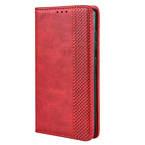 KEYYO Funda Leather Folio para el Google Pixel 6, PU/TPU Premium Flip Billetera Carcasa Libro de Cuero con Ranuras y Tarjetas - Rojo