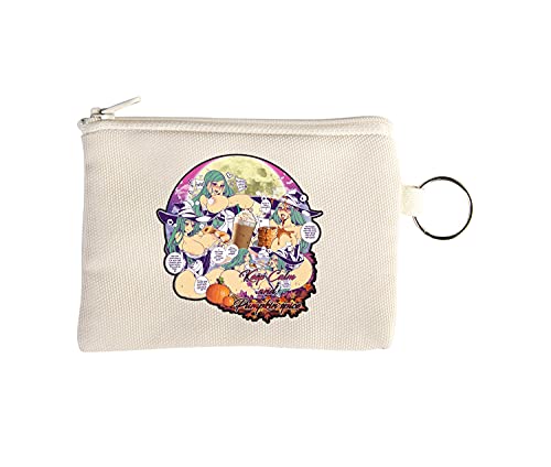 Kinky Anime Pumpkin Spice Anime Witch Girl Monedero pequeño Tipo Cartera con Llavero Beige One Size