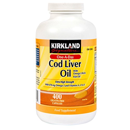 Kirkland Cod Liver Oil with Omega 3 rich Fish Oil 400 Capsules by Kirkland Signature