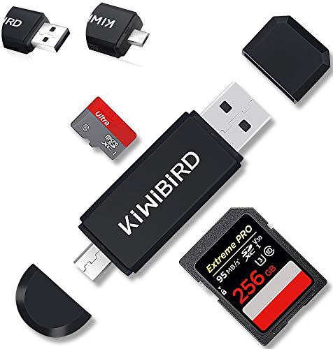 KiWiBiRD Lector Tarjeta de Memoria SD/Micro SD, Adaptador Micro USB OTG y Lector de Tarjetas USB 2.0 Computadoras de Escritorio y Portátiles/Teléfonos Inteligentes/Tabletas con Función OTG