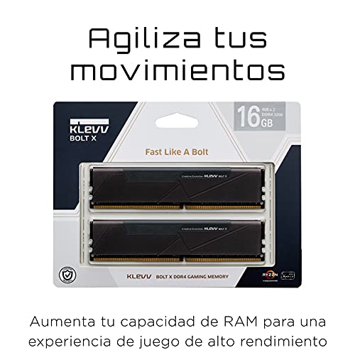 KLEVV Bolt X Kit de 16GB (8GB x2) 3200MHz Memoria para Gamers DDR4-RAM XMP 2.0 no RGB Overclocking de Alto Rendimiento, KD48GU880-32A160U