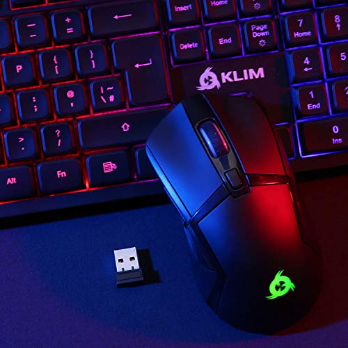 KLIM Tandem - Kit Teclado y Ratón Inalámbrico Gaming ESPAÑOL + Teclado y ratón gaming Ligero, Duradero, Ergonómico + Batería de larga duración + Retroiluminado para PC Mac PS4 Xbox One + Nuevo 2022