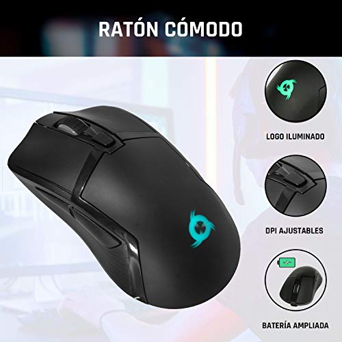 KLIM Tandem - Kit Teclado y Ratón Inalámbrico Gaming ESPAÑOL + Teclado y ratón gaming Ligero, Duradero, Ergonómico + Batería de larga duración + Retroiluminado para PC Mac PS4 Xbox One + Nuevo 2022