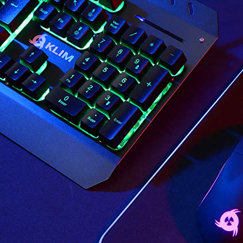 ⭐️KLIM Teclado QWERTY UK - Nueva Versión - Teclado Híbrido Semi-Mecánico + Elección de 7 Colores + GARANTÍA 5 Años - Estructura de Metal - Teclado Gamer Gaming Juegos Video PC PS4 Windows, Mac