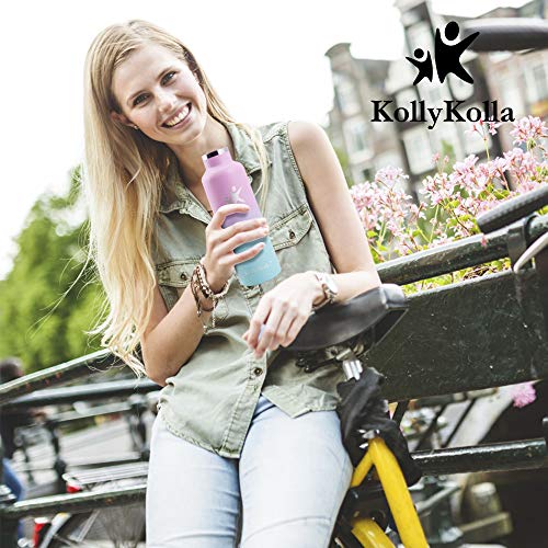 KollyKolla Botella de Agua Acero Inoxidable, Termo Sin BPA Ecológica Reutilizable, Botella Termica con Pajita y Filtro, Water Bottle para Niños & Adultos, Deporte, Oficina, Yoga, (750ml Azul Marino)