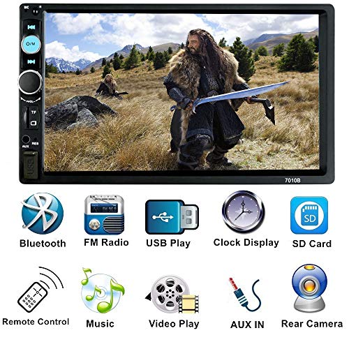 Konifo Radio de Coche 2 Din,7 Pulgadas HD Pantalla Táctil ,Estéreo de Automóvil Bluetooth Reproductor MP5 Apoyo SD/USB/AUX,Autoradio con Control Remoto cámara Trasera