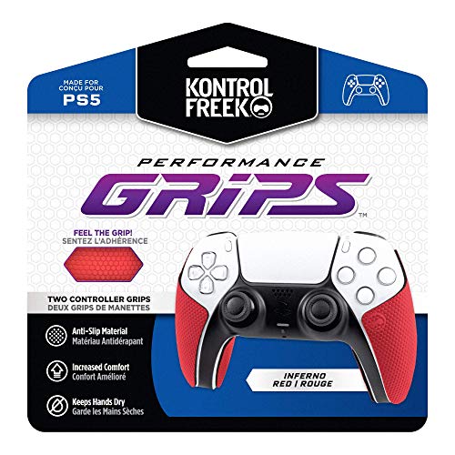 KontrolFreek Puños de rendimiento para Playstation 5 (PS5) Controller (Inferno Red)