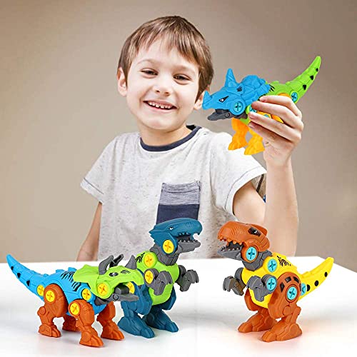 kramow Dinosaurios Juguetes para niños 4 5 6 7 años,Desmontar Dinosaurios Construccion Juguetes con Taladro,Juguete Educativo Stem Regalo Niño Niña (4 PCS)