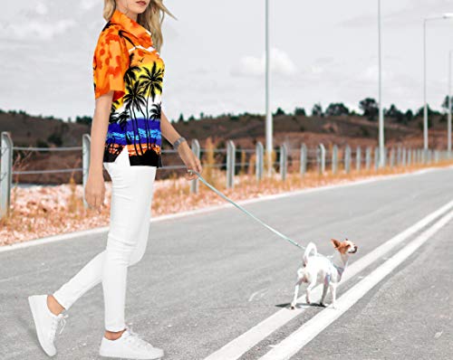 LA LEELA Hawaiian Short Sleeve Women's Shirt Casual Beach Party Button Down to The Printed Aloha Calabaza Naranja_W963 XXL - ES Tamaño :- 50-52