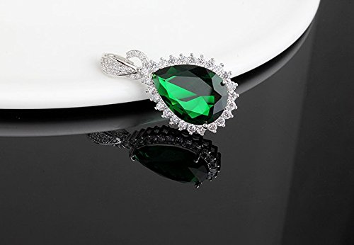 Lágrimas Esmeralda simulada Verde Cristales austríacos de Zirconia Juego de Joyas Collar con Colgante 45 cm Pendientes 18k Chapado en Oro Blanco