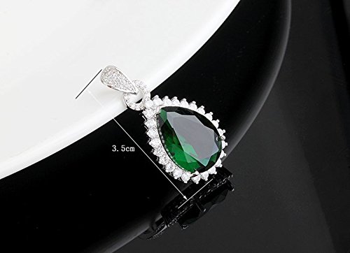 Lágrimas Esmeralda simulada Verde Cristales austríacos de Zirconia Juego de Joyas Collar con Colgante 45 cm Pendientes 18k Chapado en Oro Blanco