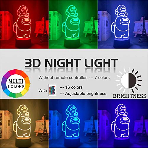 Lámpara De Ilusión 3D Lámpara De Luz De Noche Led Juego Among Us Luz Para Decoración De Dormitorio Regalo Fresco Entre Nosotros Mini Artículos De Lámpara Crewmate Niño Niña Cumpleaños Regalo