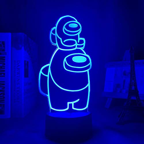 Lámpara De Ilusión 3D Lámpara De Luz De Noche Led Juego Among Us Luz Para Decoración De Dormitorio Regalo Fresco Entre Nosotros Mini Artículos De Lámpara Crewmate Niño Niña Cumpleaños Regalo