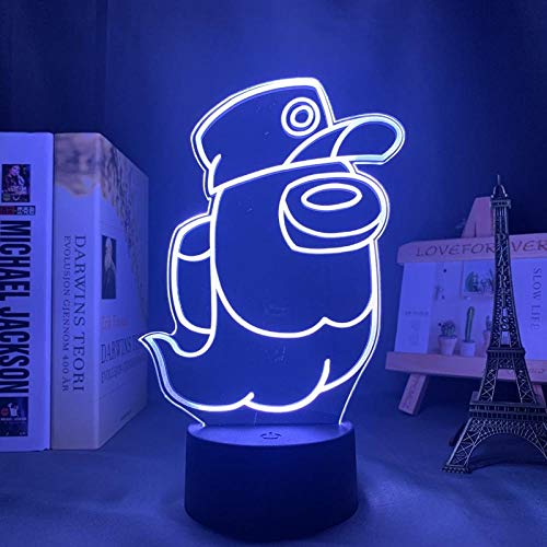 Lámpara De Ilusión 3D Lámpara De Luz De Noche Led Juego Among Us Luz Para Decoración De Dormitorio Regalo Fresco Entre Nosotros Mini Artículos De Lámpara Crewmate Niño Niña Cumpleaños Regalo