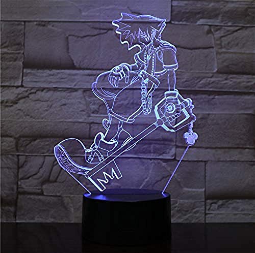 Lámpara de luz nocturna LED 3D Luces decorativas multicolores Niños Niños Regalos para bebés Juego Kingdom Hearts Lámpara de mesa Regalo de cabecera