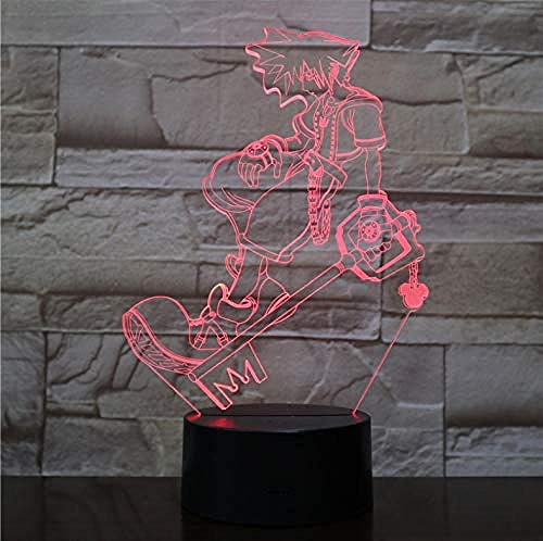Lámpara de luz nocturna LED 3D Luces decorativas multicolores Niños Niños Regalos para bebés Juego Kingdom Hearts Lámpara de mesa Regalo de cabecera