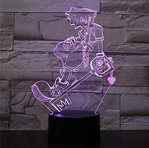 Lámpara de luz nocturna LED 3D Luces decorativas multicolores Niños Niños Regalos para bebés Juego Kingdom Hearts Lámpara de mesa Regalo de cabecera