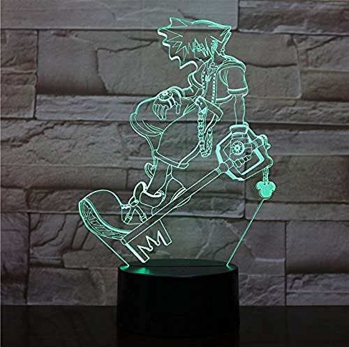 Lámpara de luz nocturna LED 3D Luces decorativas multicolores Niños Niños Regalos para bebés Juego Kingdom Hearts Lámpara de mesa Regalo de cabecera