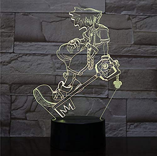 Lámpara de luz nocturna LED 3D Luces decorativas multicolores Niños Niños Regalos para bebés Juego Kingdom Hearts Lámpara de mesa Regalo de cabecera