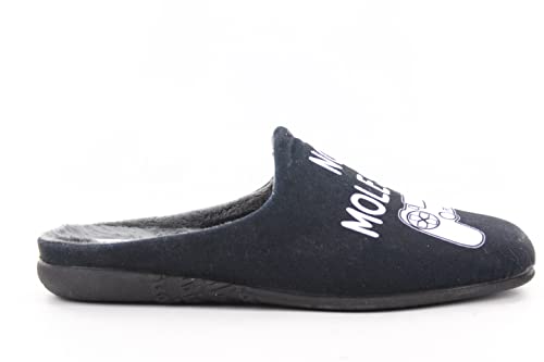 Lares - Zapatillas Casa para Hombre Color: Negro Talla: 43 - Frase Divertida No molestar jugando a la Play . Suela Goma.