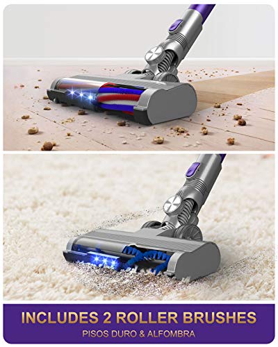 Laresar Aspiradora Escoba sin Cable, 380 W, 26000pa Aspirador sin Cable, 2600 mAh batería extraíble, hasta 30 min, HEPA Filtro, LED Cepillo Electrico, para Casa & Mascotas (Elite 1)