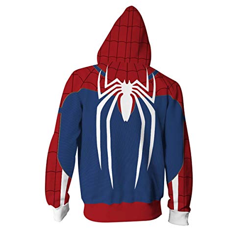 Leezeshaw Unisex Hombres 3D Spider Man Print Zip Up Jumpers Sudaderas Superhéroe Estampado Sudaderas Chaqueta con Bolsillos S-5XL, Spider-man01, L
