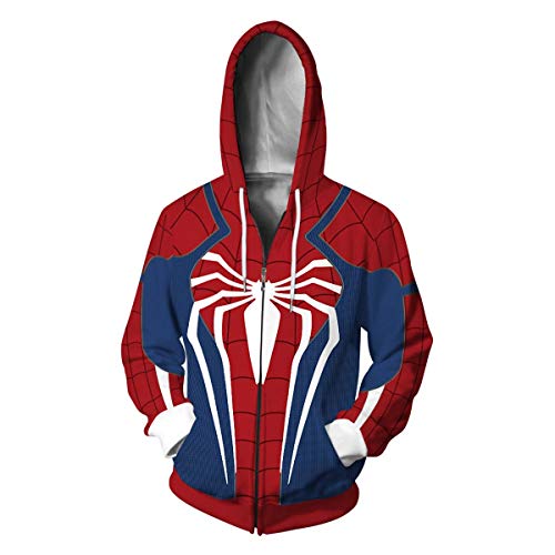 Leezeshaw Unisex Hombres 3D Spider Man Print Zip Up Jumpers Sudaderas Superhéroe Estampado Sudaderas Chaqueta con Bolsillos S-5XL, Spider-man01, L