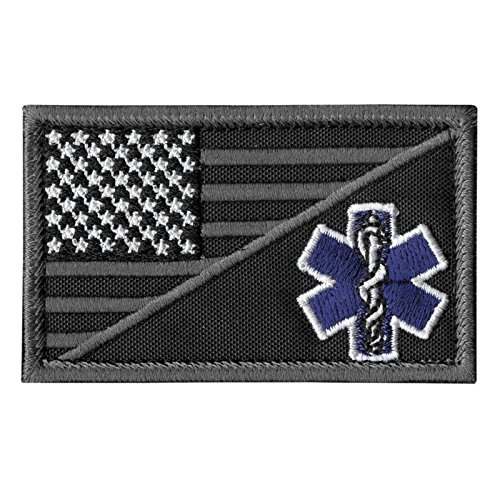 LEGEEON ACU EMS EMT Star of Life USA Flag Subdued Paramedic Medical Morale Tactical Army Gear Fastener Patch