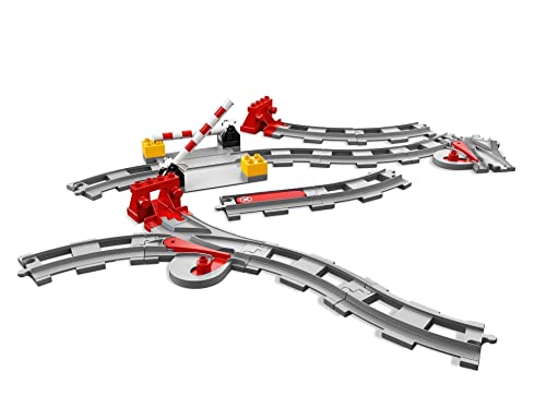 LEGO 10882 Duplo Vías Ferroviarias, Juguete de Construcción para Niños y Niñas 2 Años con Ladrillo de Acción Rojo