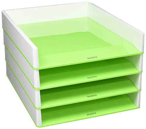 Leitz WOW 53611054 Duo Colour - Bandeja para cartas (4 unidades), color verde