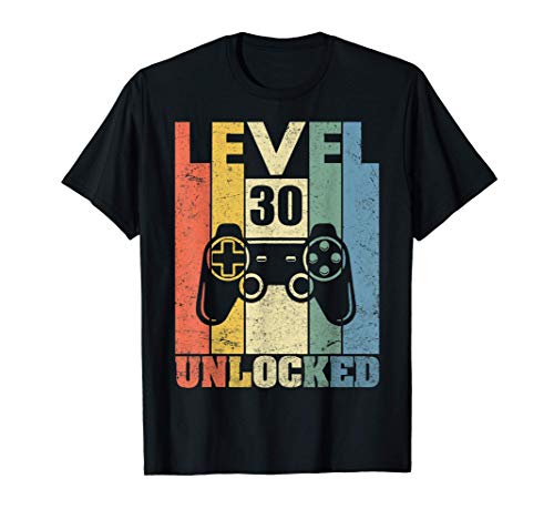 Level 30 Unlocked Shirt Funny Video Gamer 30th Birthday Gift Camiseta