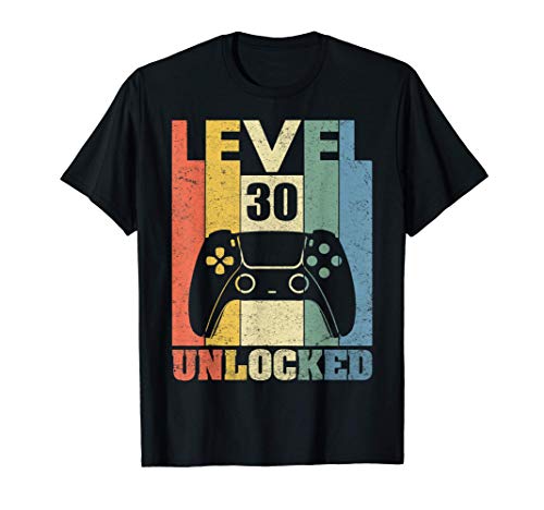 Level 30 Unlocked Shirt Funny Video Gamer 30th Birthday Gift Camiseta