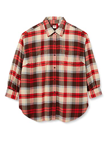 Levi's Plus Size Pl Remi Utility Shirt Camisa, Rosie Chicory Coffee-Manta, Color marrón, 3XL para Mujer