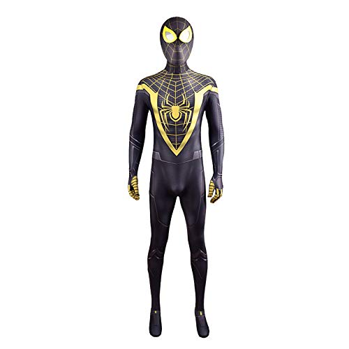 LGYCB PS5 Juegos ModySuit Miles Morales Spiderman Cosplay Disfraz de Rendimiento Halloween Jumpsuit Theme Theme Fiester Stetfits Disco Sudadera con Capucha,Adult XL(170~175cm)-Bodysuit