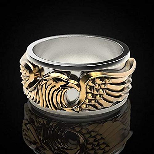 LH&BD Anillo de águila para Hombres Viking Head Volando American Bald Vintage Hawk Totem Amulet Punk,11