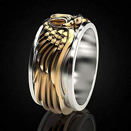 LH&BD Anillo de águila para Hombres Viking Head Volando American Bald Vintage Hawk Totem Amulet Punk,11