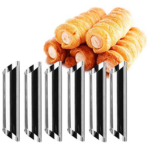 Lhbfcy Acero Inoxidable Cannoli Moldes Rollo de Moldes Cannoli Moldes De Croissant Forma Moldes De Cuerno Crema Tubos Juego Revestimiento Antiadherente para panqueques, Crema, Molde De Croissant DIY