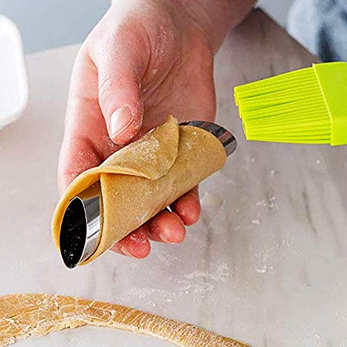 Lhbfcy Acero Inoxidable Cannoli Moldes Rollo de Moldes Cannoli Moldes De Croissant Forma Moldes De Cuerno Crema Tubos Juego Revestimiento Antiadherente para panqueques, Crema, Molde De Croissant DIY