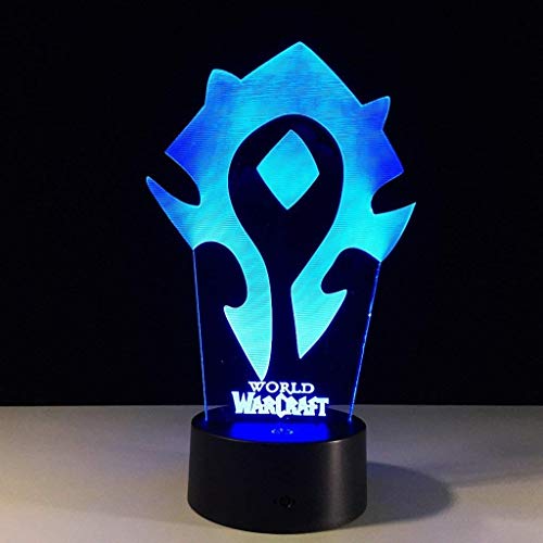 Lina Luces de la Noche de 3D Illusion, World Warcraft Lámparas de Escritorio de Mesa LED Moderna 7 Colores Cambio de la lámpara de Techo de la iluminación de Carga USB del Dormitorio