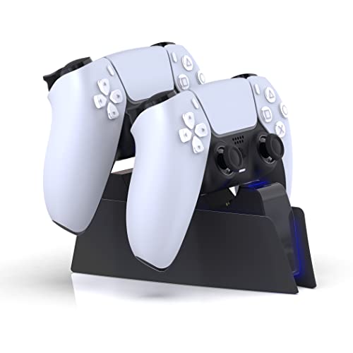 Lioncast Estación de carga para mando de PS5 con indicador LED, carga rápida, controlador PS5 para mando original de Sony PlayStation 5, accesorios para PS5, mando inalámbrico DualSense