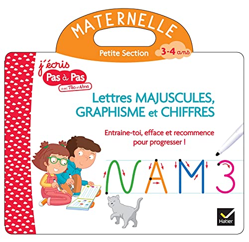 Livre ardoise Téo et Nina PS - Lettres majuscules, graphisme et chiffres (Je lis pas à pas) (French Edition)